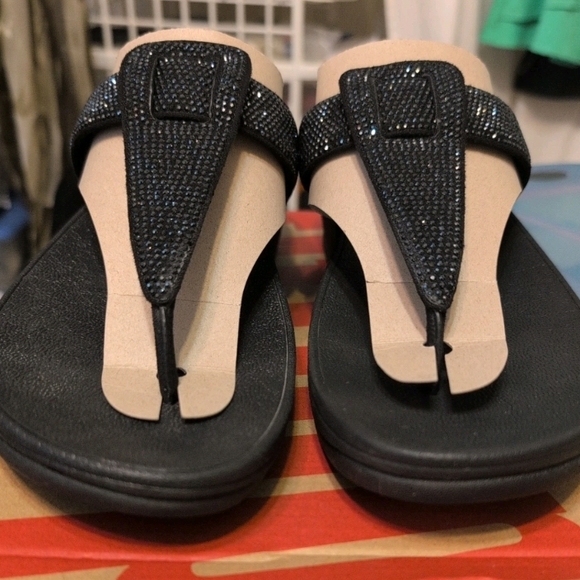 FitFlop Woman sz 10 Isabelle Crystal Black Sandals - Picture 2 of 6